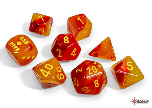 Gemini Luminary Red/Yellow 7-Dice Set + Bonus Die