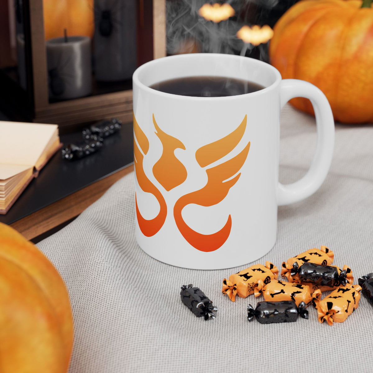Ember Phoenix Mug by PHEENIKS, product mockup