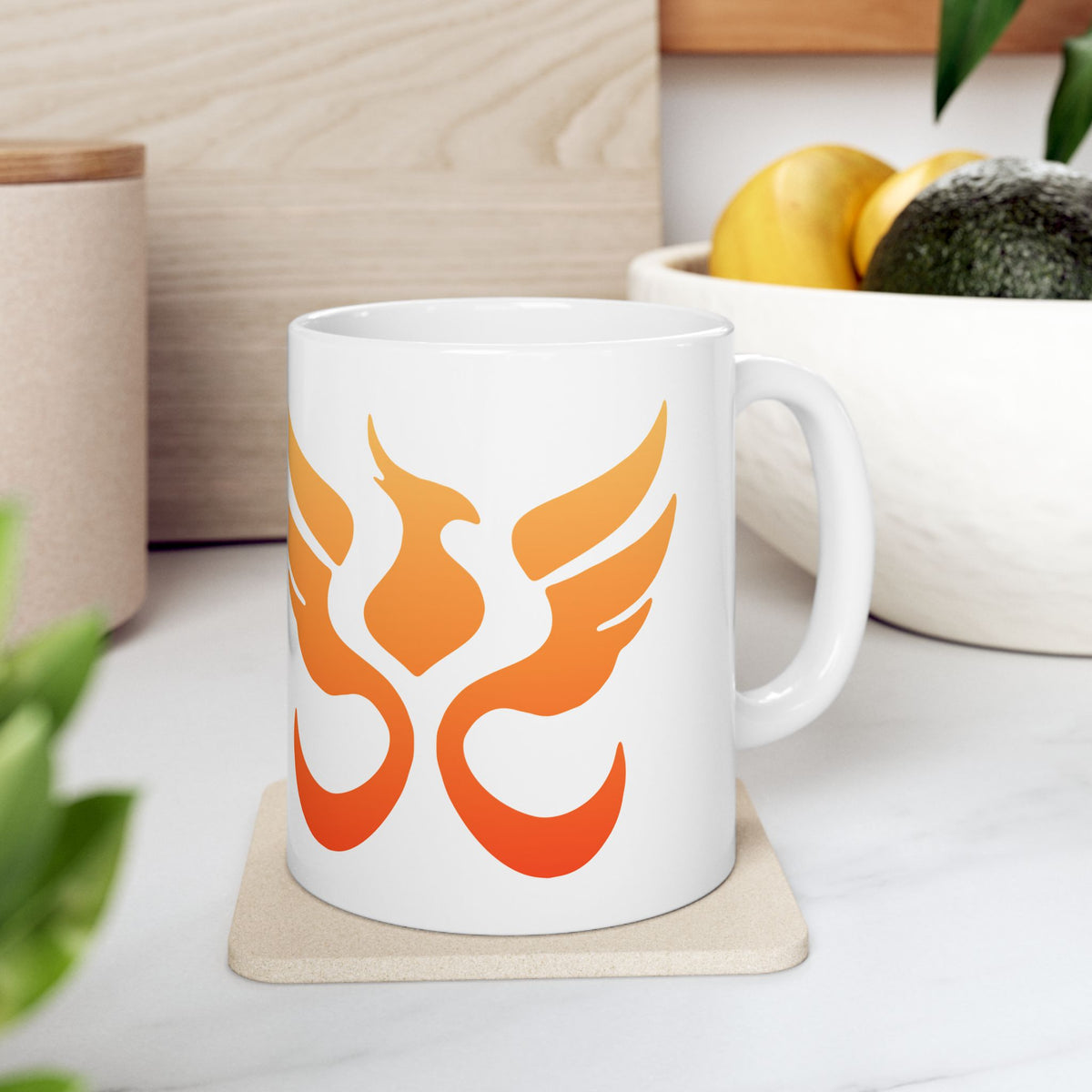 Ember Phoenix Mug by PHEENIKS, product mockup