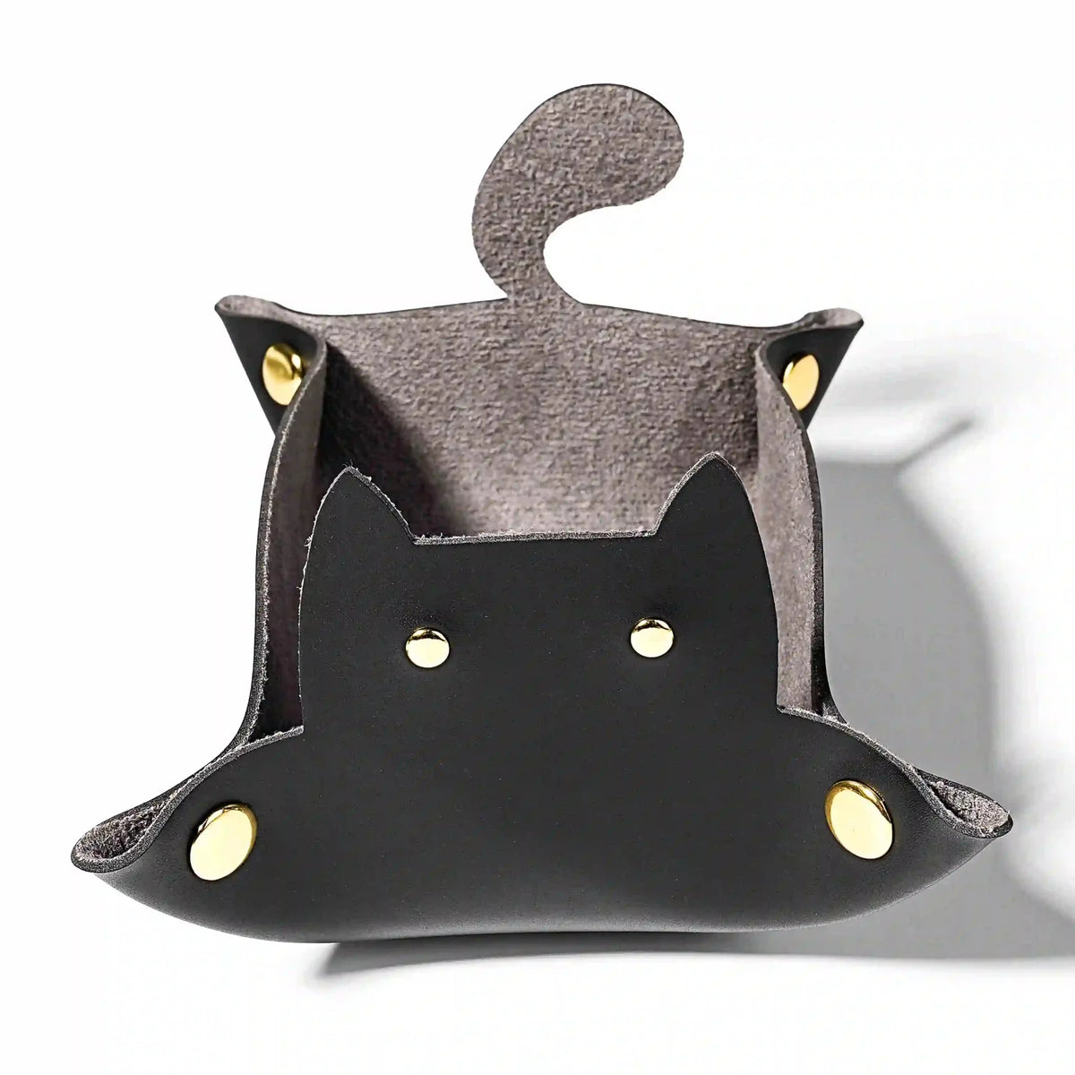 Cat-Shaped Leather Collapsible Dice Tray