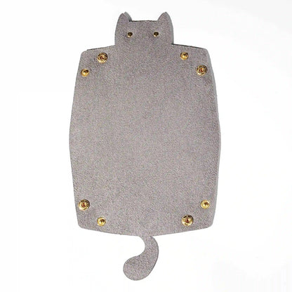 Cat-Shaped Leather Collapsible Dice Tray
