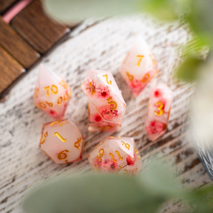 Pink Blossom Resin Dice Set