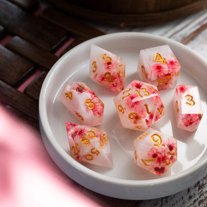 Pink Blossom Resin Dice Set