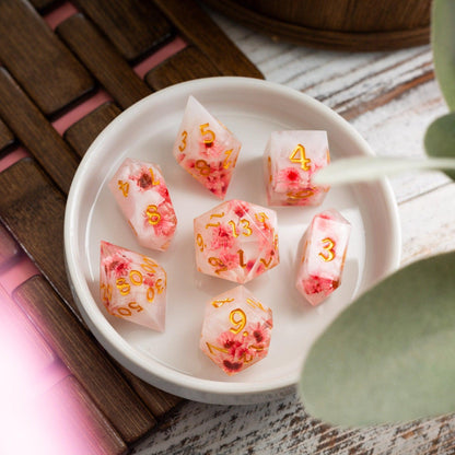 Pink Blossom Resin Dice Set