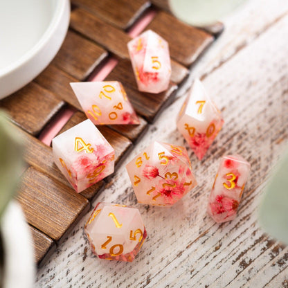 Pink Blossom Resin Dice Set