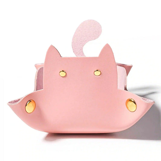 Cat-Shaped Leather Collapsible Dice Tray