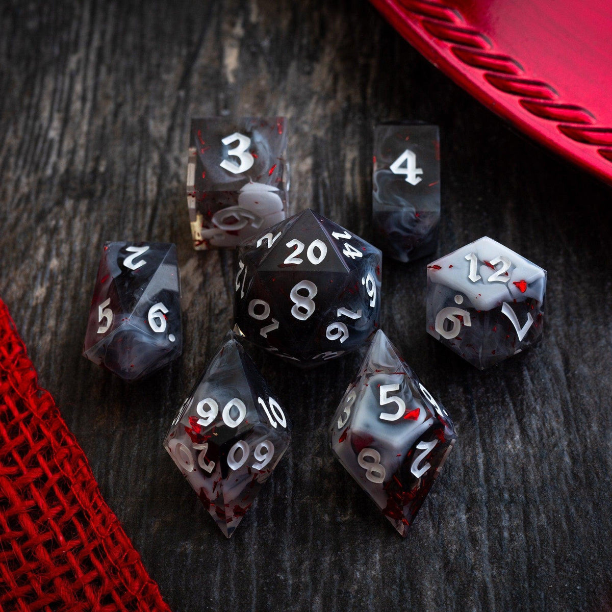Smoke and Blood Resin Dice Set