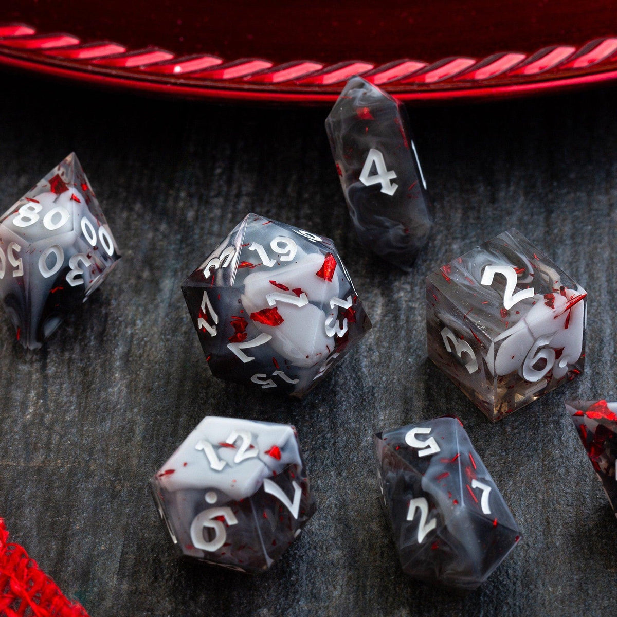 Smoke and Blood Resin Dice Set