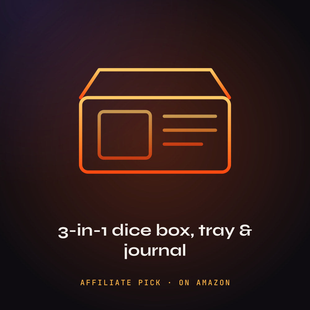 First Reign 3-in-1 Dice Box, Dice Tray & Journal: PHEENIKS illustration (affiliate pick)