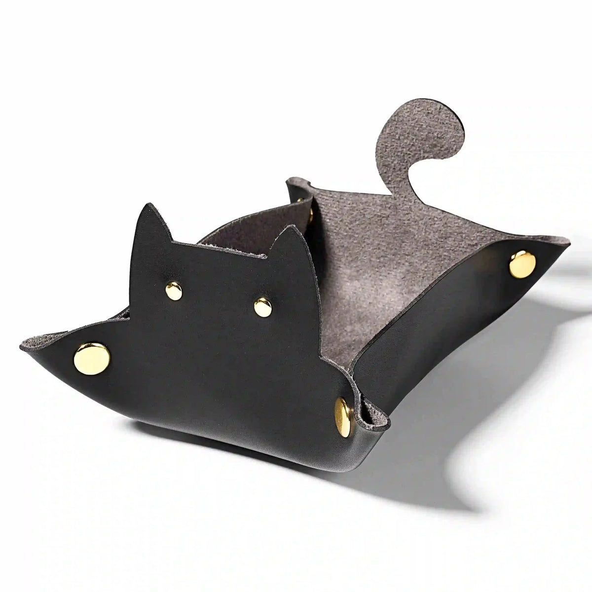 Cat-Shaped Leather Collapsible Dice Tray