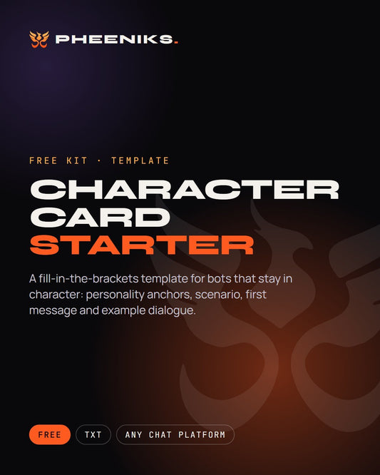 Character Card Starter cover: free character template by PHEENIKS